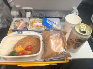 マニラ行きの機内食のカツカレー